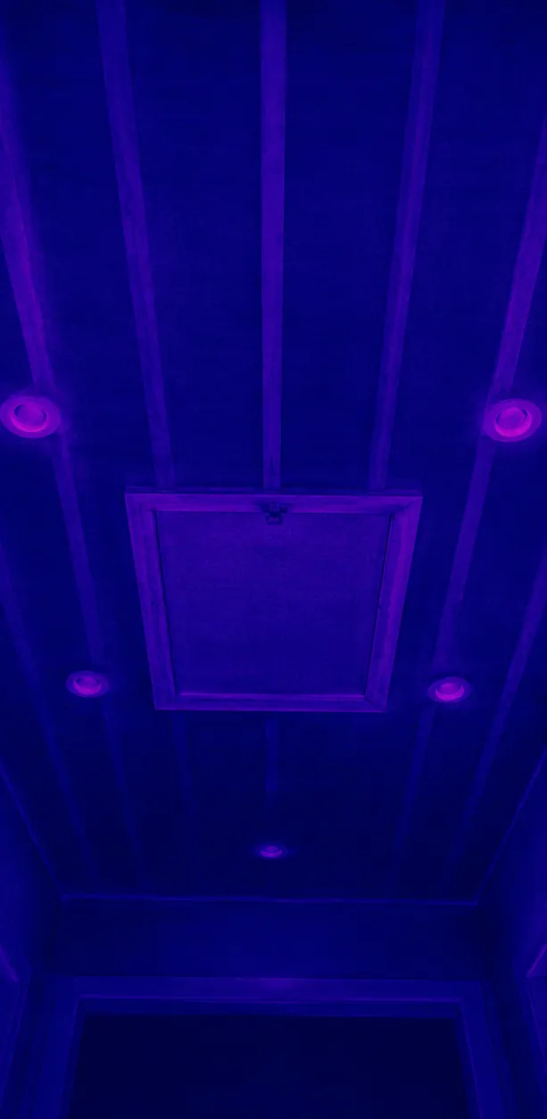 Vue thermique d'un plafond bien isolé, uniformément froid